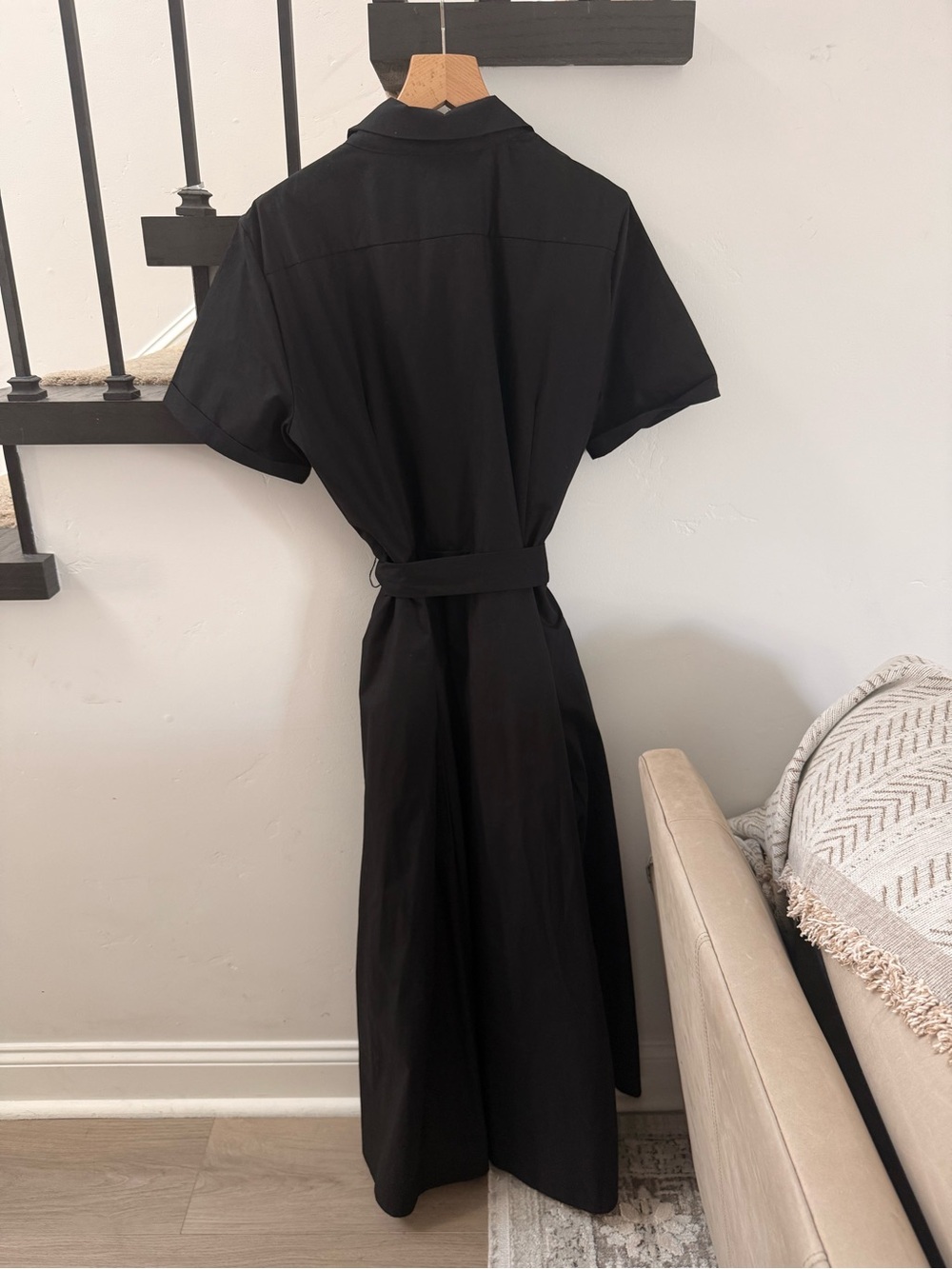 Ted Baker London Black Maxi Shirt Dress with Waist Tie and pockets - Picture 3 of 3